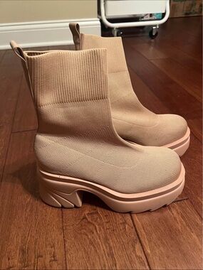EGO Beige Knit Platform Boots